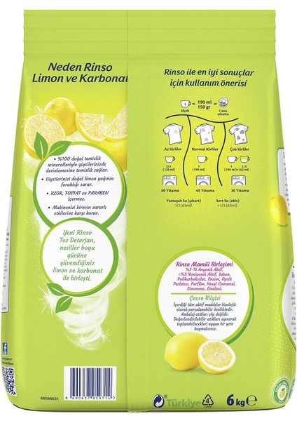 Limon Ve Karbonat 6 kg Toz Deterjan