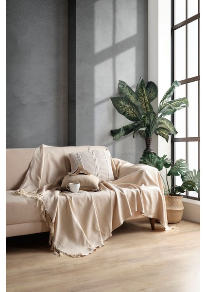 Açık Kahve Pamuklu Dekoratif Koltuk Örtüsü Set 170X230 Boyutlu Optimal Kaymaz Tasarım (2 Adet) fiyatları