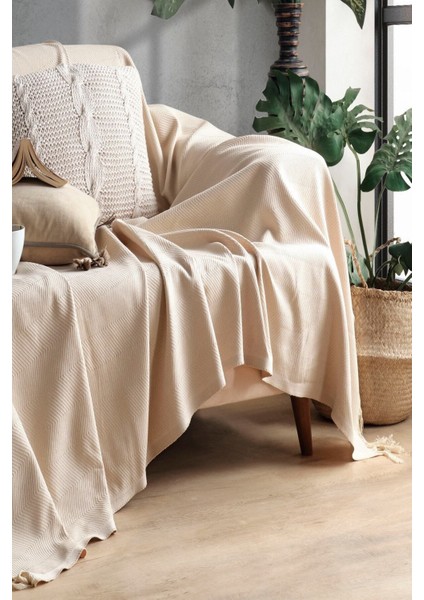 Açık Kahve Pamuklu Dekoratif Koltuk Örtüsü Set 170X230 Boyutlu Optimal Kaymaz Tasarım (2 Adet) modelleri