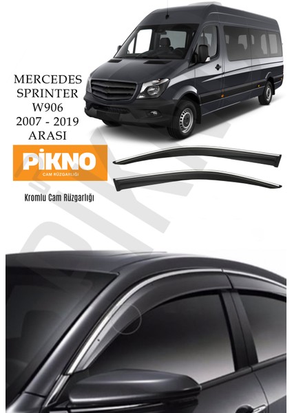 Mercedes Sprinter W906 Kasa Fitil Üstü 2007-2019 Arası Kromlu Cam Rüzgarlığı 2'li
