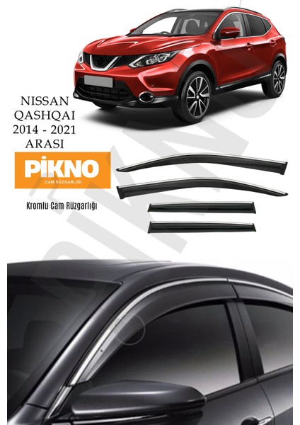 Nissan Qashqai 2014-2021 Arası Kromlu Cam Rüzgarlığı 4'lü