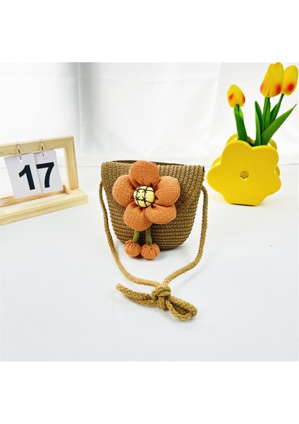 Ilkbahar ve Yaz Yeni Hasır Çocuk Çantaları Ayçiçeği Bozuk Para Çantası Crossbody Küçük Çanta (Yurt Dışından)