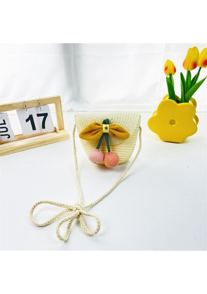 Ilkbahar ve Yaz Yeni Hasır Çocuk Çantaları Ayçiçeği Bozuk Para Çantası Crossbody Küçük Çanta (Yurt Dışından)