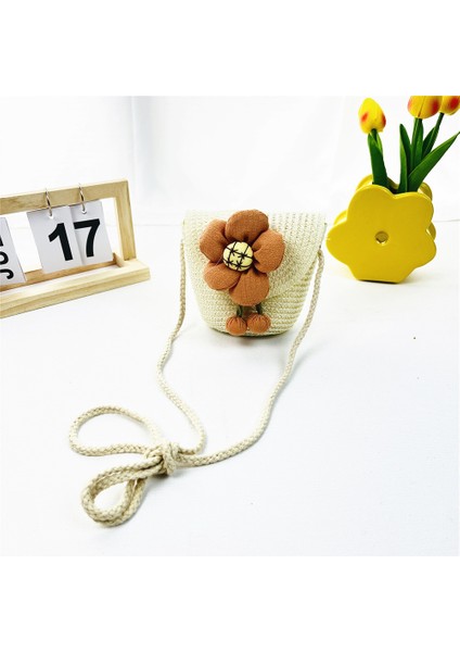 Ilkbahar ve Yaz Yeni Hasır Çocuk Çantaları Ayçiçeği Bozuk Para Çantası Crossbody Küçük Çanta (Yurt Dışından)