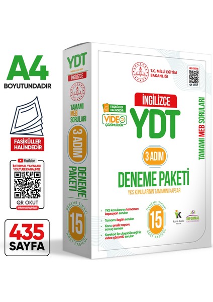 2025 3 Adım Yks-Ydt Ingilizce Mebi Özgün Sorular 15LI Deneme Kitapçık Fasikül Paketi Video Çözümlü