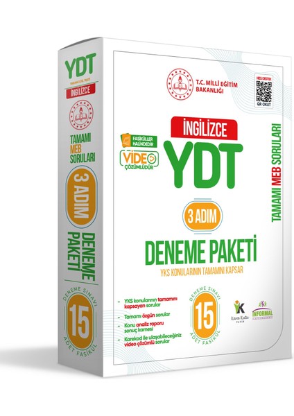 2025 3 Adım Yks-Ydt Ingilizce Mebi Özgün Sorular 15LI Deneme Kitapçık Fasikül Paketi Video Çözümlü fiyatları