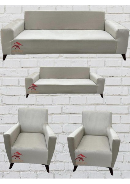 3+2+1+1 Italyan Süet Koltuk Örtüsü(Bej Renk)