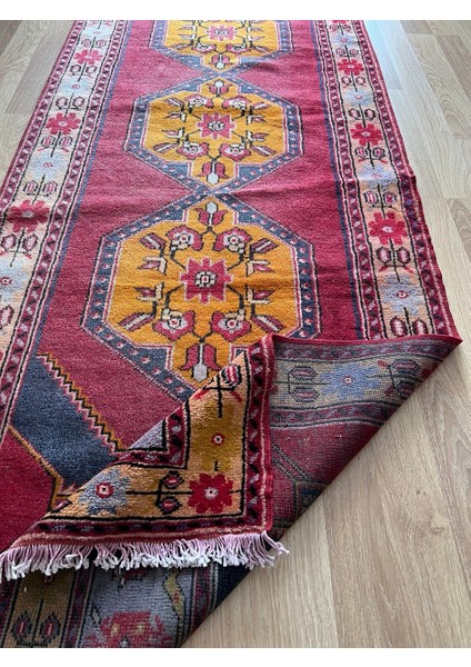 102 x 297 cm Kırmızı Renkli El Dokuma Antik Yün Koridor Halısı fiyatları