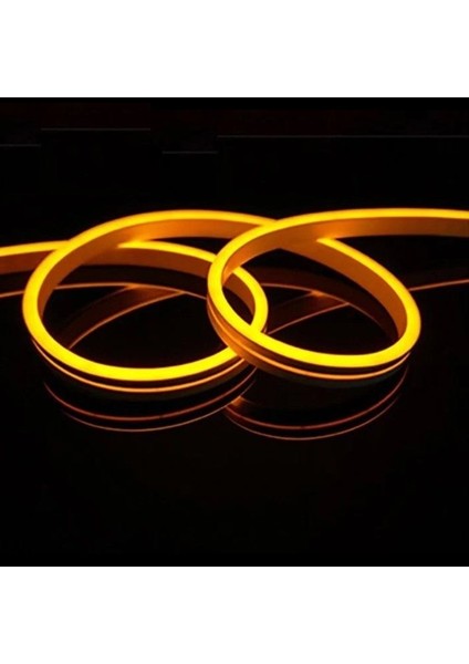 12V Amber Neon LED 5 Metre Prize Tak Çalıştır Esnek LED Aydınlatma Şerit LED Yapışkanlı ve Anahtarlı