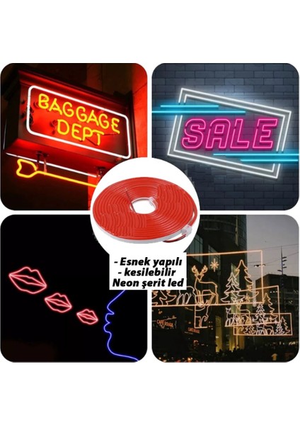 12V Amber Neon LED 5 Metre Prize Tak Çalıştır Esnek LED Aydınlatma Şerit LED Yapışkanlı ve Anahtarlı indirimleri
