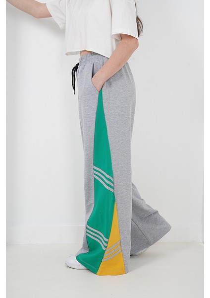 Kız Çocuk Iki Iplik Kumaş Ispanyol Paça Çizgili Jogger Pantolon fiyatları