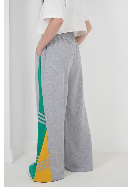 Kız Çocuk Iki Iplik Kumaş Ispanyol Paça Çizgili Jogger Pantolon fırsatları