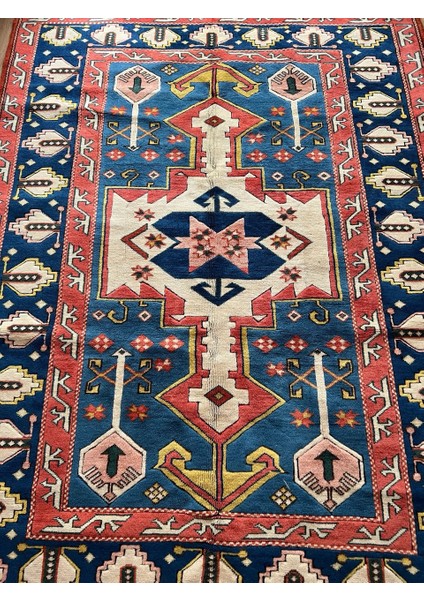 127 x 223 cm El Dokuma Mavi ve Kırmızı Renk Geleneksel Büyük Boy Salon Halısı modelleri