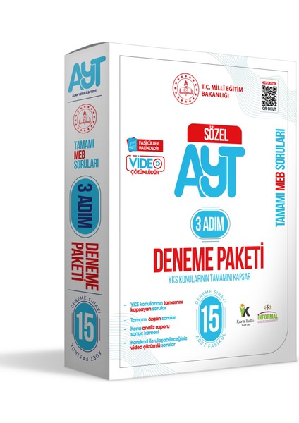 2025 3 Adım Yks-Ayt Sözel Mebi Özgün Sorular 15LI Deneme Fasikül Paketi Video Çözümlü
