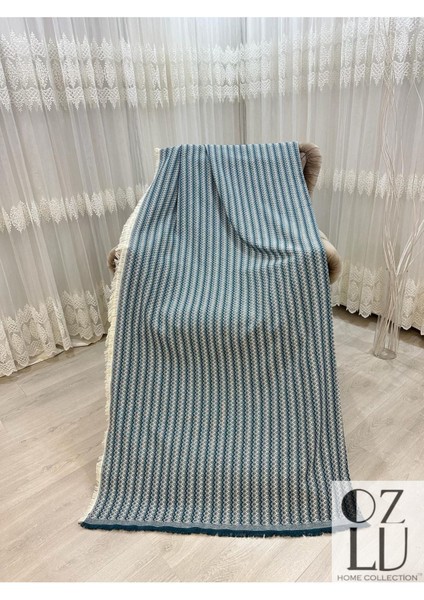 Pamuklu Zikzak Desen Yeni Nesil Koltuk Örtüsü Kotmavi