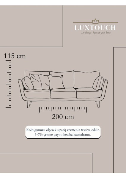 Liva Ponponlu Ekru 3 Adet Koltuk Örtüsü 115X200 cm Kanepe Divan Çekyat Berjer Örtüsü Püsküllü