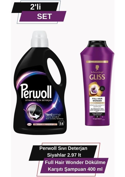 Siyahlar Için Deterjan 2, 97L + Gliss Full Hair Wonder 400ML Saç Bakım ve Temizlik Seti