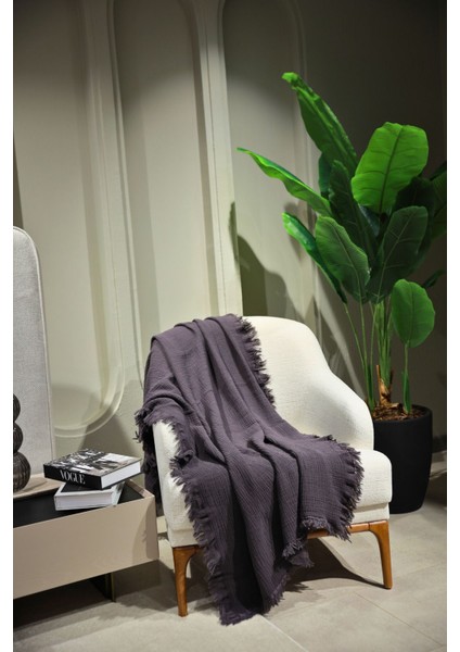 Antrasit Müslin Koltuk Şalı / Tv Battaniyesi (100 x 200 Cm) modelleri