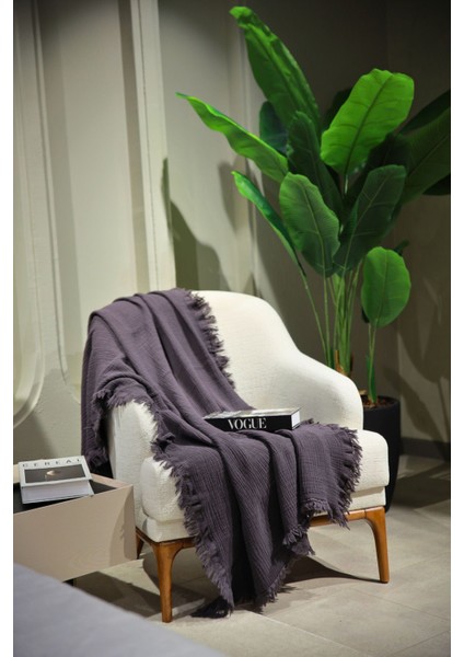 Antrasit Müslin Koltuk Şalı / Tv Battaniyesi (100 x 200 Cm) indirimleri