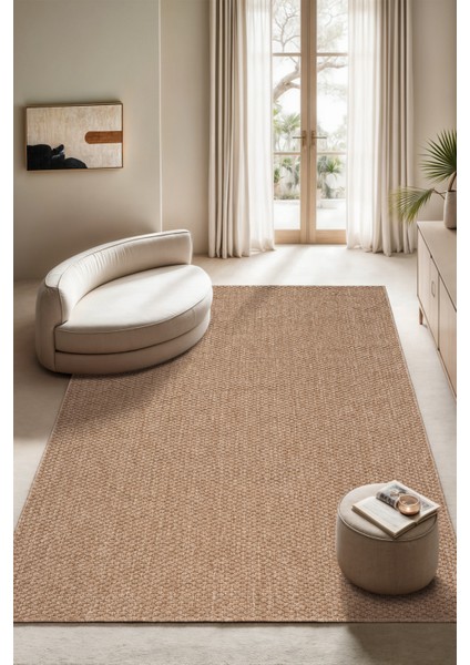 Bej Sisal Jüt Hasır Dokuma Kilim Leke Tutmaz Yolluk