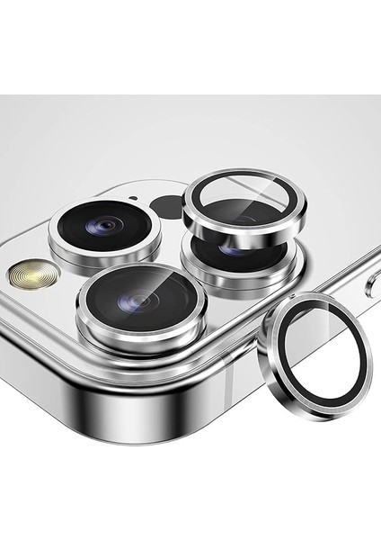 Apple iPhone 15 Pro Max Uyumlu Kamera Lens Koruyucu Silver Renk Lens Koruma