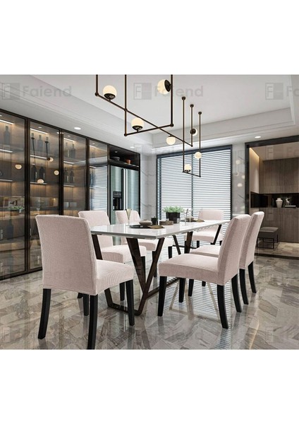 6'lı Sandalye Kılıfı Taş Renk Likralı Yıkanabilir