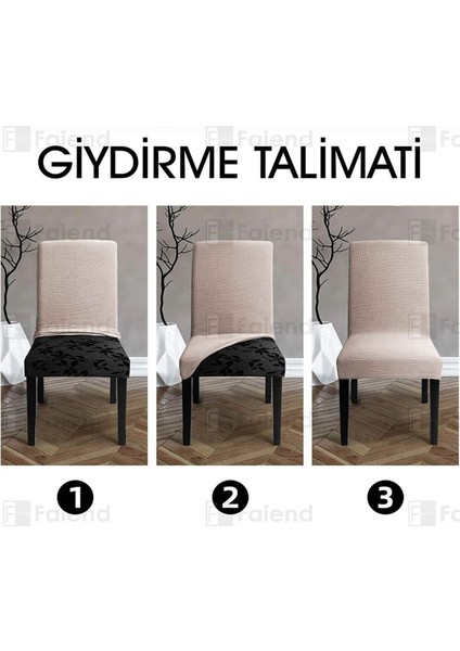 6'lı Sandalye Kılıfı Taş Renk Likralı Yıkanabilir fırsatları