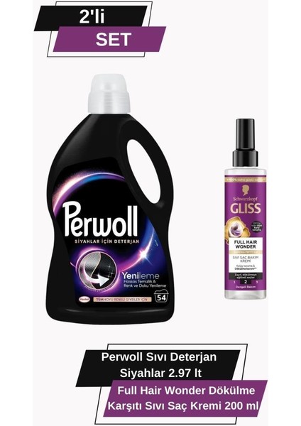 Siyahlar İçin Deterjan 2,97l + Gliss Full Hair Wonder 200ml Saç Bakım Ve Temizlik Seti
