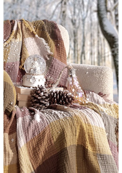 Mylasahome %100 Pamuk Ekose Desenli Çok Amaçlı Koltuk Şalı 130 x 170 (Kırlentsiz) fiyatları