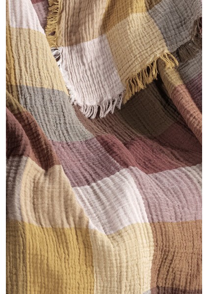 Mylasahome %100 Pamuk Ekose Desenli Çok Amaçlı Koltuk Şalı 130 x 170 (Kırlentsiz) indirimleri