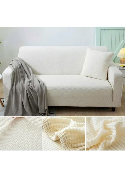 Likrali Koltuk Örtüsü, Yıkanabilir Lastikli Esnek Kare Desen Üç Kişilik Koltuk Kılıfı