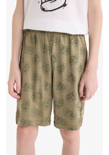 Erkek Çocuk Pijama Takımı Baskılı Kısa Kollu Üst Beli Lastikli Şort E0019A825SM indirimleri