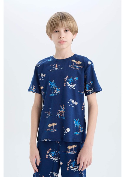 Erkek Çocuk Pijama Takımı Desenli Kısa Kollu Üst Şort D9992A825SM modelleri