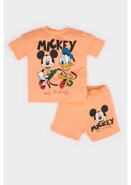 Erkek Bebek Disney Mickey & Minnie 2'li Takım Kısa Kollu Tişört Beli Lastikli Şort E6924A525SM