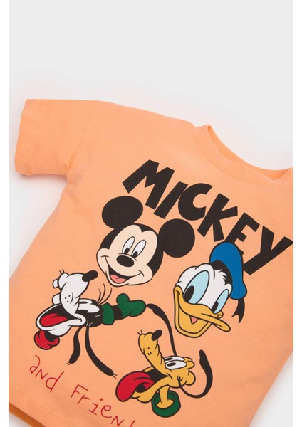 Erkek Bebek Disney Mickey & Minnie 2'li Takım Kısa Kollu Tişört Beli Lastikli Şort E6924A525SM
