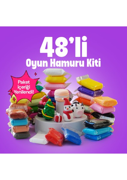 Zıplayan Oyun Hamuru Kiti Hava Ile Kuruyan Oyun Hamuru Seti Anahtarlık Magnet - 48 Adet indirimleri