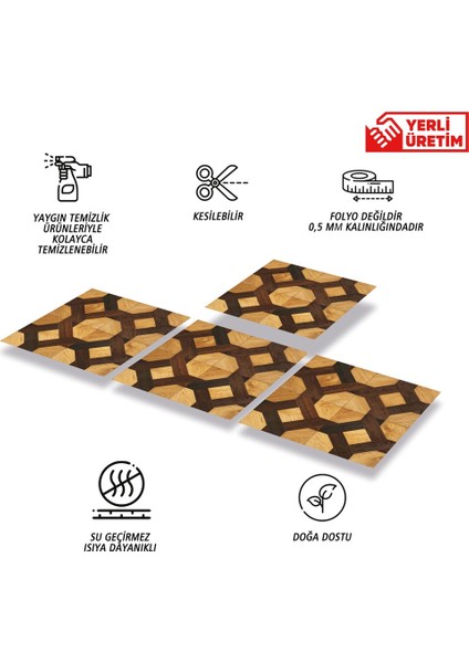 Kendinden Yapışkanlı Ahşap 008 Desenli Pvc Karo 30X30 cm (33 Adet) 3 M2