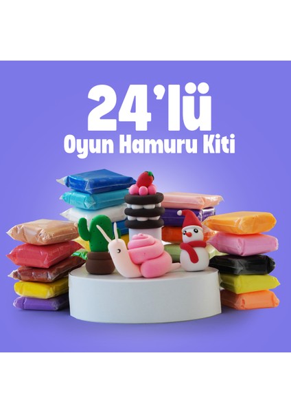 Zıplayan Oyun Hamuru Seti Hava ile Kuruyan Oyun Hamuru Kiti Anahtarlık Magnet - 24 Adet indirimleri