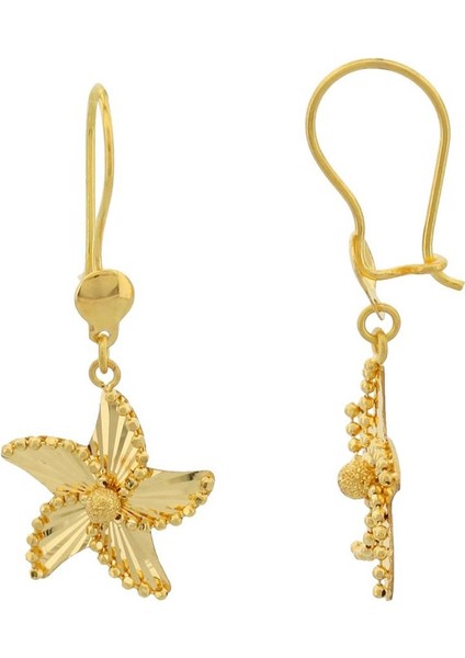 Çiçek Sallantılı Altın Küpe / 22 Ayar