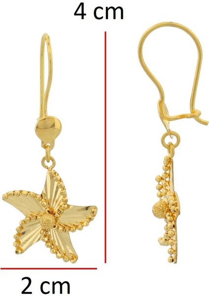 Çiçek Sallantılı Altın Küpe / 22 Ayar fırsatları