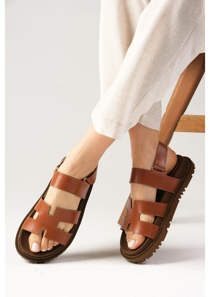 Gia Taba Renk Cırt Bantlı Kadın Sandalet fiyatları