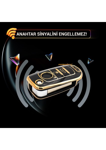 Egea 500X 3 Buton Sustalı Nano Anahtar Kılıfı Siyah