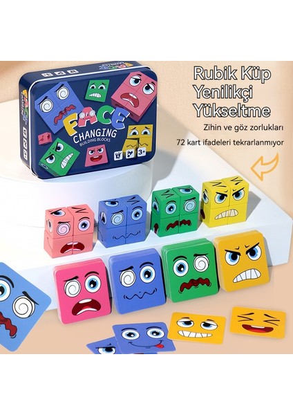 Yüz Değiştiren Rubik Küpü Masa Oyunu, Çocukların Düşünme, Mantık Gözlemi ve Konsantrasyonunu Eğitmek Için Eğitici Bir Oyuncak (Yurt Dışından) modelleri
