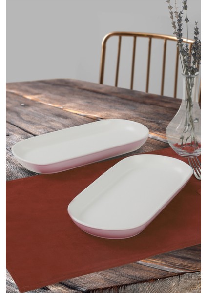 Mat Beyaz Noyan Kayık Tabak 26 Cm 2 Adet