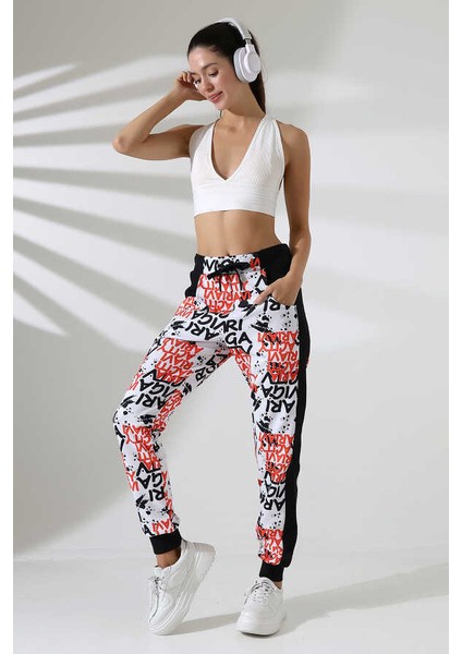 Kadın Karışık Desenli Slim Sokak Stili Eşofman Altı Ck 214