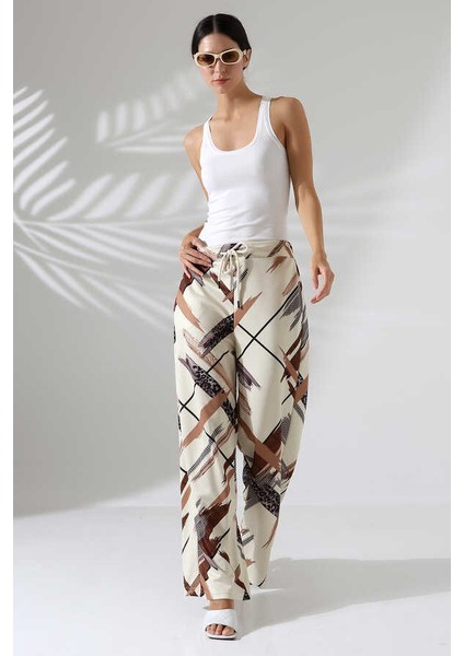 Kadın Desenli Palazzo Pantolon LL402
