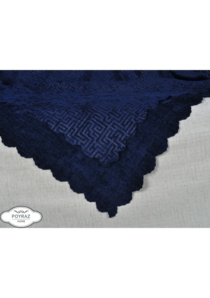 Parlak Desenli Şönil Lacivert Çift Taraflı Koltuk Çekyat Örtüsü Şalı fiyatları
