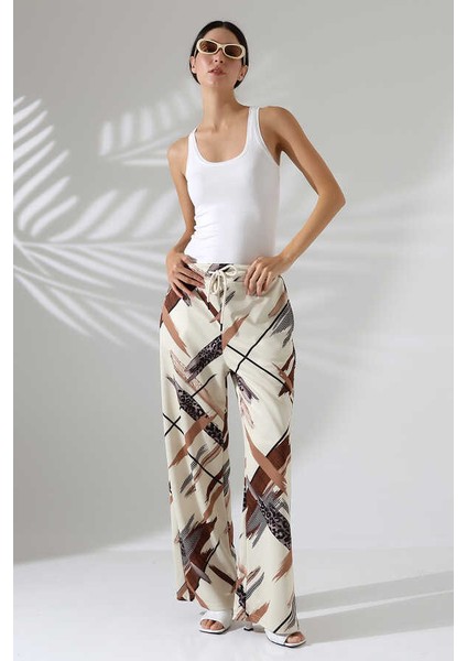 Kadın Desenli Palazzo Pantolon LL402 fırsatları