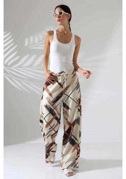 Kadın Desenli Palazzo Pantolon LL402 indirimleri