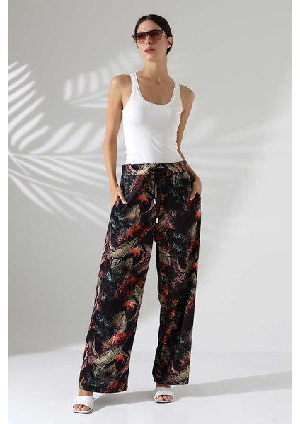 Kadın Desenli Palazzo Pantolon LL405